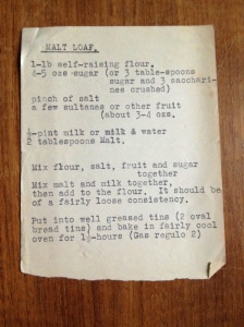 typed recipe malt loaf